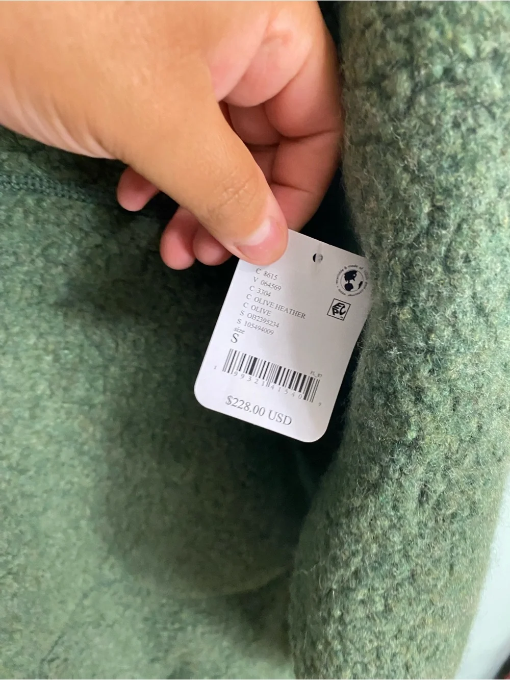 Free‎ People Highlands Wool Hoodie Green Pullover Sweater Small Olive Heather